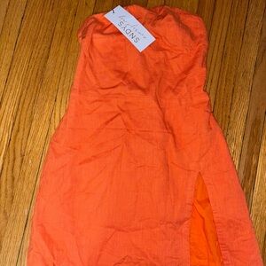 REVOLVE SNDYS Orange Strapless Dress